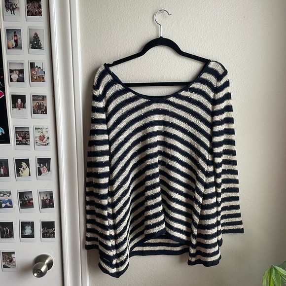 Anthropologie Lovemarks Blue And White Striped Sweater S - Picture 3 of 3